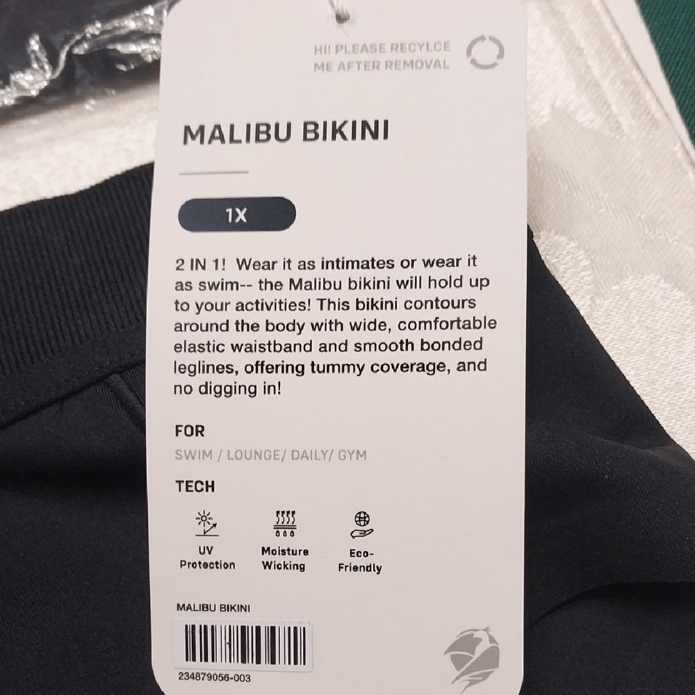 Phoenix Activewear NWT Malibu Bikini Bottoms Sz 1-X Black UV Protection Recycled - Picture 2 of 10